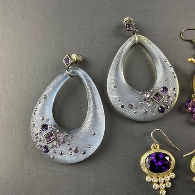 -225- COSTUME JEWELRY | Purple Colored Miscellaneous Earrings