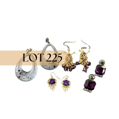 -225- COSTUME JEWELRY | Purple Colored Miscellaneous Earrings