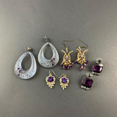 -225- COSTUME JEWELRY | Purple Colored Miscellaneous Earrings