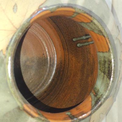 Drip Glaze Pottery Vase with Leaf Design