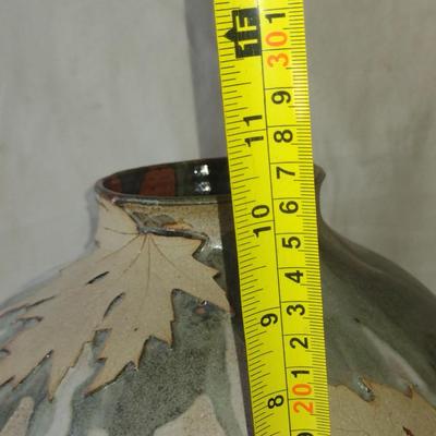 Drip Glaze Pottery Vase with Leaf Design
