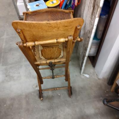 Vintage Wood High Chair Stroller.