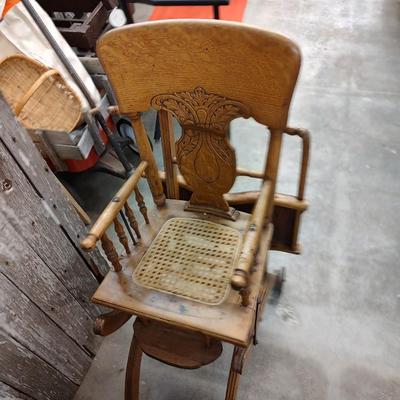 Vintage Wood High Chair Stroller.