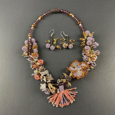 -232- ARTISAN | Multicolored Beaded Necklace & Earrings