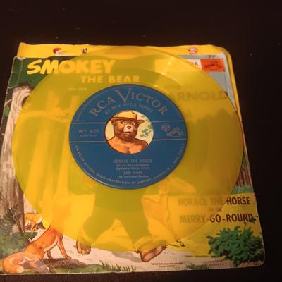 1957 KIT CARSON WESTERN SONGS AND SMOKEY THE BEAR 45 RECORDS