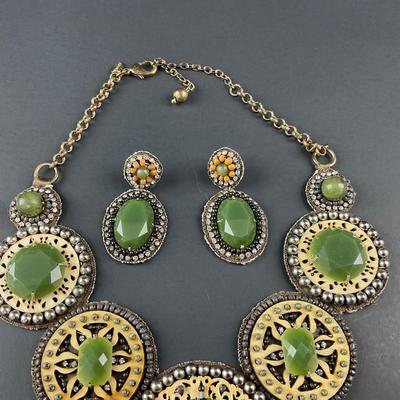 -234- CHICOS | Wood Beaded Necklace & Earrings Set | Marked