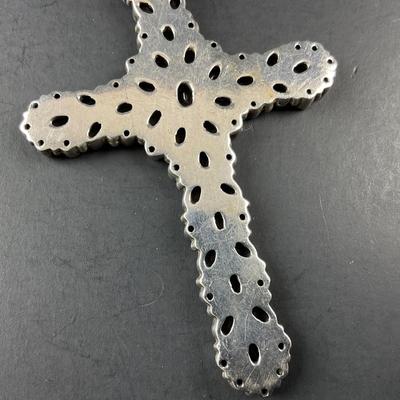 -235- SILVER | 925 Sterling & Amethyst Cross Pendant | Marked