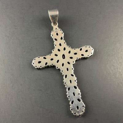 -235- SILVER | 925 Sterling & Amethyst Cross Pendant | Marked