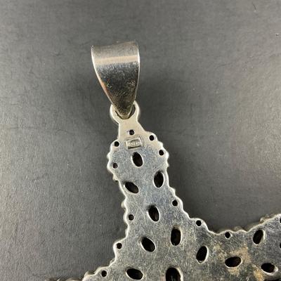 -235- SILVER | 925 Sterling & Amethyst Cross Pendant | Marked