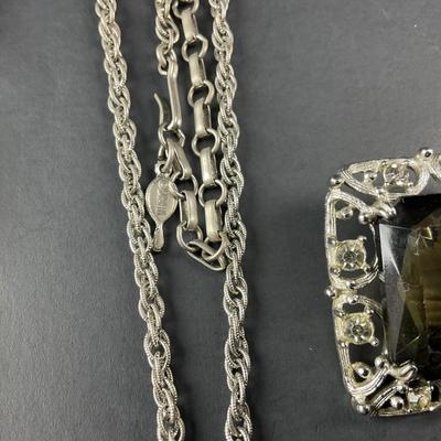 -237- SARAH COVENTRY | Black Stone Pendant, Bracelet, & Earrings Set | Marked