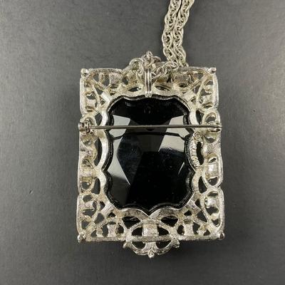 -237- SARAH COVENTRY | Black Stone Pendant, Bracelet, & Earrings Set | Marked