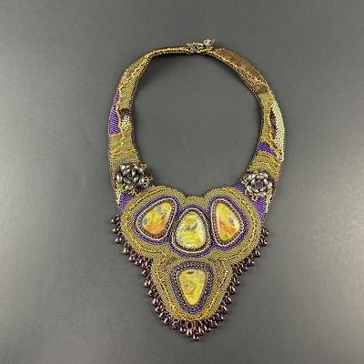 -239- ARTISAN | Stone & Beaded With Leather Back Necklace