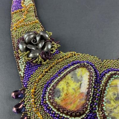 -239- ARTISAN | Stone & Beaded With Leather Back Necklace