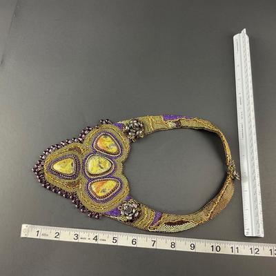 -239- ARTISAN | Stone & Beaded With Leather Back Necklace