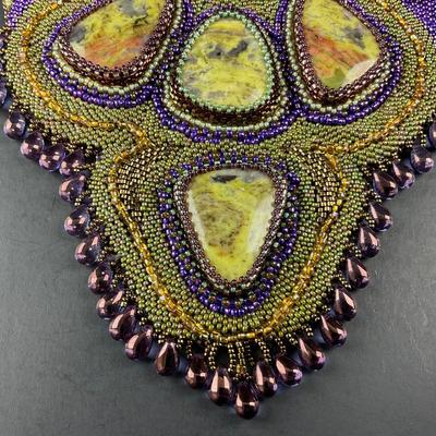 -239- ARTISAN | Stone & Beaded With Leather Back Necklace