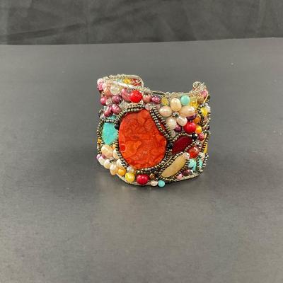 -244- ARTISAN | Colorful Handmade Beaded Bracelet Cuff