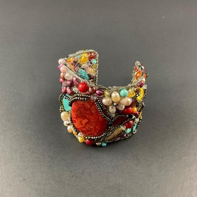 -244- ARTISAN | Colorful Handmade Beaded Bracelet Cuff