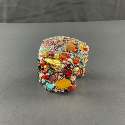 -244- ARTISAN | Colorful Handmade Beaded Bracelet Cuff