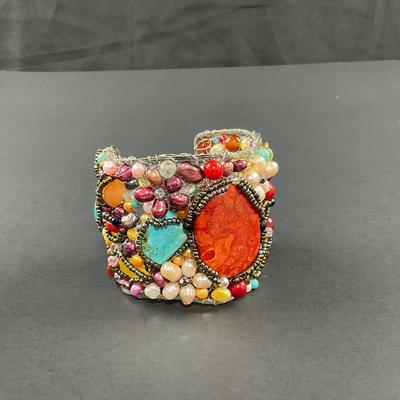 -244- ARTISAN | Colorful Handmade Beaded Bracelet Cuff