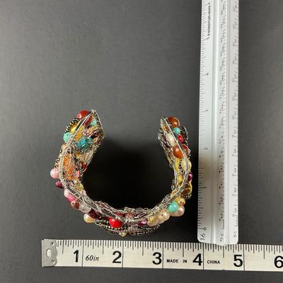 -244- ARTISAN | Colorful Handmade Beaded Bracelet Cuff