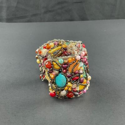 -244- ARTISAN | Colorful Handmade Beaded Bracelet Cuff