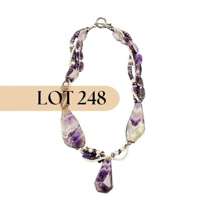 -248- ARTISAN | Handmade Amethyst & Beaded With Silver Accents Necklace
