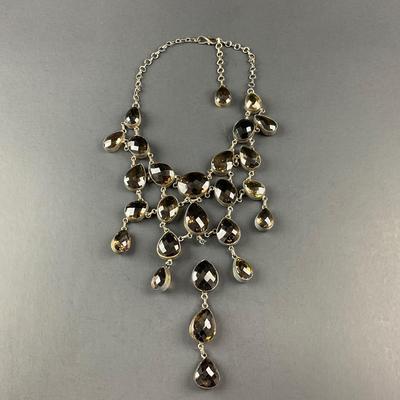 -249- SILVER | Smokey Quartz 925 Sterling Statement Necklace