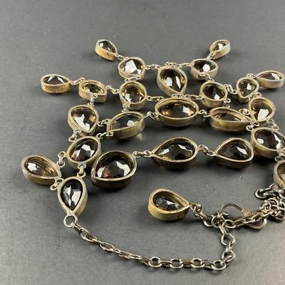 -249- SILVER | Smokey Quartz 925 Sterling Statement Necklace