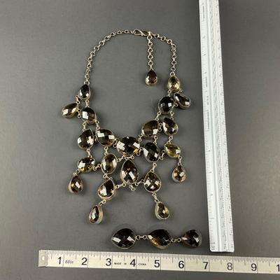 -249- SILVER | Smokey Quartz 925 Sterling Statement Necklace