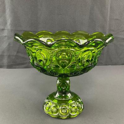 -252- LE SMITH | Green Moon & Stars Crimped Compote