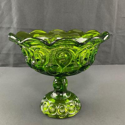 -252- LE SMITH | Green Moon & Stars Crimped Compote