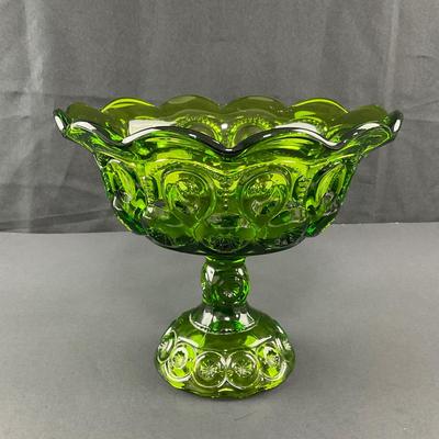 -252- LE SMITH | Green Moon & Stars Crimped Compote