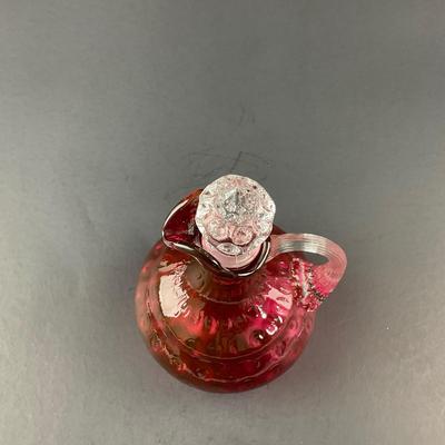 -255- FENTON | Cruet Cranberry Overlay Dot Optic | Hand Blown Glass