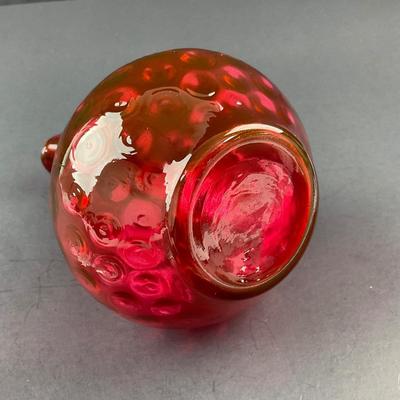 -255- FENTON | Cruet Cranberry Overlay Dot Optic | Hand Blown Glass