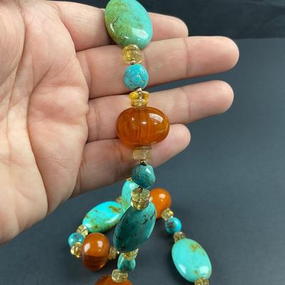 -256- STATEMENT | Carnelian Type Stone & Bead Necklace