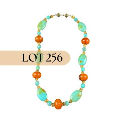 -256- STATEMENT | Carnelian Type Stone & Bead Necklace