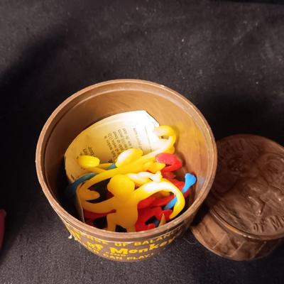 POKEMON TAKARA TOMY FIGURE AND A BARREL OF MONKEYS