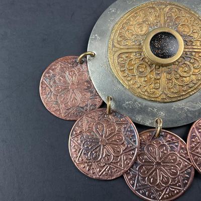 -258- MARJORIE BAER | Mixed Metals Round Brooch | Marked