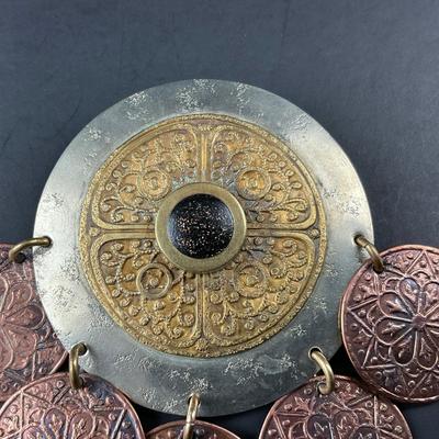 -258- MARJORIE BAER | Mixed Metals Round Brooch | Marked