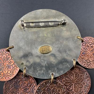 -258- MARJORIE BAER | Mixed Metals Round Brooch | Marked