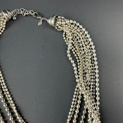 -259- CHICOS | Metal Ball/Bead Multi-Strand Chain Necklace | Marked