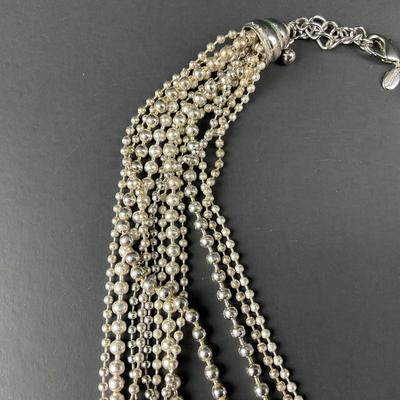 -259- CHICOS | Metal Ball/Bead Multi-Strand Chain Necklace | Marked