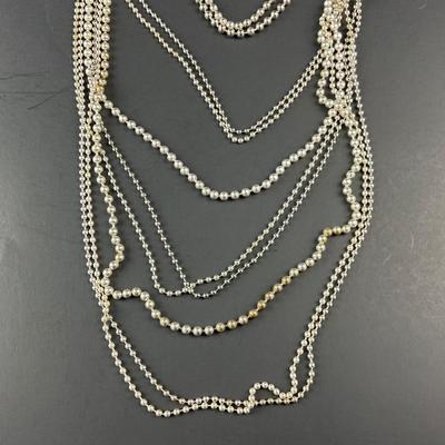 -259- CHICOS | Metal Ball/Bead Multi-Strand Chain Necklace | Marked