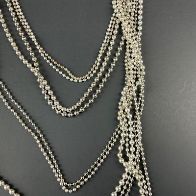 -259- CHICOS | Metal Ball/Bead Multi-Strand Chain Necklace | Marked