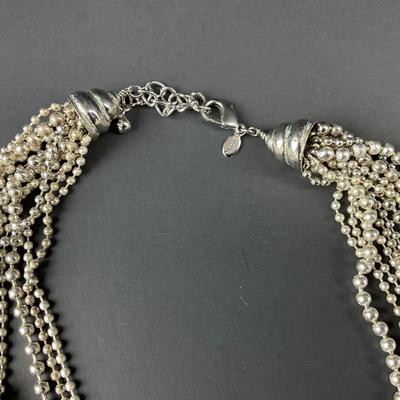 -259- CHICOS | Metal Ball/Bead Multi-Strand Chain Necklace | Marked