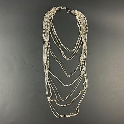-259- CHICOS | Metal Ball/Bead Multi-Strand Chain Necklace | Marked