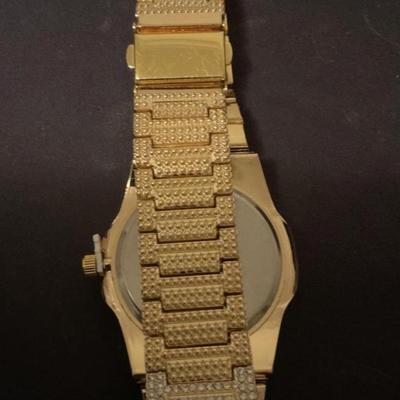 Hip hop crystal paved gold color watch