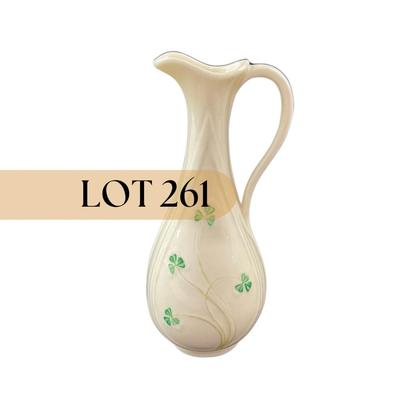 -261- BELLEEK | Irish Porcelain Typher Jug Shamrock Pattern | 6th Mark