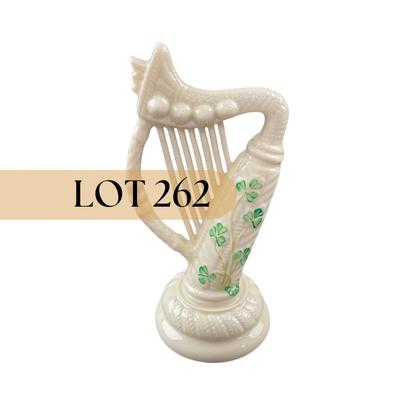 -262- BELLEEK | Donegal Irish Harp Shamrock Figure | 7th Mark