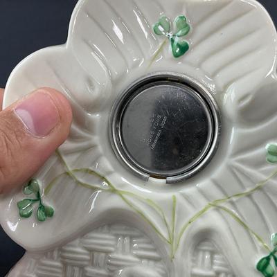 -263- BELLEEK | Irish Blarney Shamrock Clock | 8th Mark